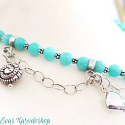 Charivari für den Hals - aufwändige Trachtenkette aus Amazonit und Silber