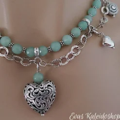 Charivari für den Hals - aufwändige Trachten-Kette aus Aventurin und Silber