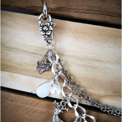 Charivari Kette fürs Dirndl,  Dirnd- Schmuck, Accessoire, Fest ,Trachten, Hochzeit, weiß-smaragd