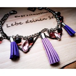 Charivari Kette fürs Dirndl,  Dirnd- Schmuck, Accessoire, Fest ,Trachten, Hochzeit, Quaste lila