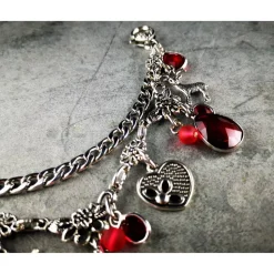 Charivari Kette fürs Dirndl,  Dirnd- Schmuck, Accessoire, Fest ,Trachten, Hochzeit, silber-rot