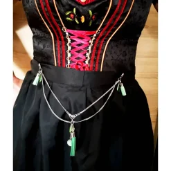 Charivari Kette fürs Dirndl,  Dirnd- Schmuck, Accessoire, Fest ,Trachten, Hochzeit, Quaste grün