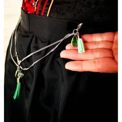 Charivari Kette fürs Dirndl,  Dirnd- Schmuck, Accessoire, Fest ,Trachten, Hochzeit, Quaste grün