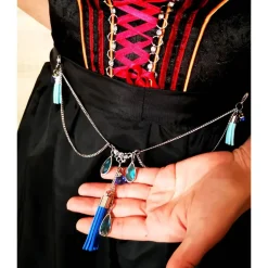 Charivari Kette fürs Dirndl,  Dirnd- Schmuck, Accessoire, Fest ,Trachten, Hochzeit, Quaste blau