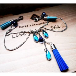 Charivari Kette fürs Dirndl,  Dirnd- Schmuck, Accessoire, Fest ,Trachten, Hochzeit, Quaste blau