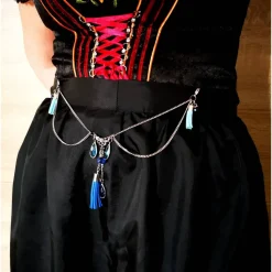 Charivari Kette fürs Dirndl,  Dirnd- Schmuck, Accessoire, Fest ,Trachten, Hochzeit, Quaste blau