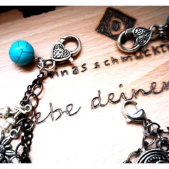 Charivari Kette fürs Dirndl,  Dirnd- Schmuck, Accessoire, Fest ,Trachten, Hochzeit, silber-türkis