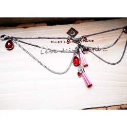 Charivari Kette fürs Dirndl,  Dirnd- Schmuck, Accessoire, Fest ,Trachten, Hochzeit, Quaste rosa