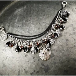 Charivari Kette fürs Dirndl,  Dirnd- Schmuck, Accessoire, Fest ,Trachten, Hochzeit, silber-schwarz