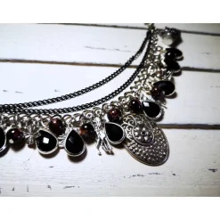 Charivari Kette fürs Dirndl,  Dirnd- Schmuck, Accessoire, Fest ,Trachten, Hochzeit, silber-schwarz