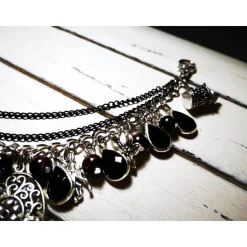 Charivari Kette fürs Dirndl,  Dirnd- Schmuck, Accessoire, Fest ,Trachten, Hochzeit, silber-schwarz