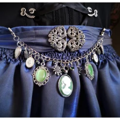 Charivari, Kette, Ohrringe fürs Dirndl, Dirnd- Schmuck, weiss-grün