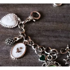 Charivari, Kette, Ohrringe fürs Dirndl, Dirnd- Schmuck, weiss-grün