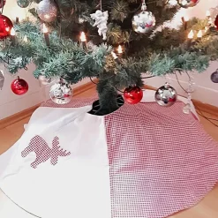 Christbaumdecke genäht, Weihnachtsbaumdecke rund XL  in rot und weiß kariert
