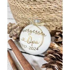 Christbaumkugel | Mama Papa Oma Opa | unvergessen | Andenken Erinnerung Verstorbene | unvergessen | Weihnachtskugel 8 cm