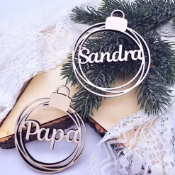 Christbaumkugel aus Holz personalisierbar | Geschenkanhänger Weihnachten | Weihnachtskugel personalisiert