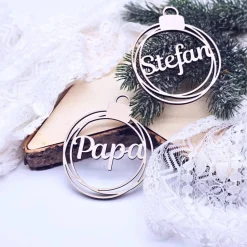 Christbaumkugel aus Holz personalisierbar | Geschenkanhänger Weihnachten | Weihnachtskugel personalisiert