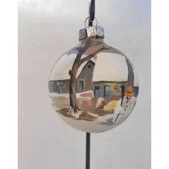 Christbaumkugel/ Weihnachtskugel aus Glas 6cm mit wunderschönem winterlichen Landschaftsmotiv