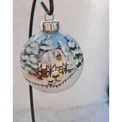 Christbaumkugel/ Weihnachtskugel aus Glas 8cm mit wunderschönem winterlichen Motiv