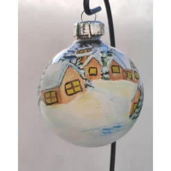 Christbaumkugel/ Weihnachtskugel aus Glas 8cm mit wunderschönem winterlichen Motiv