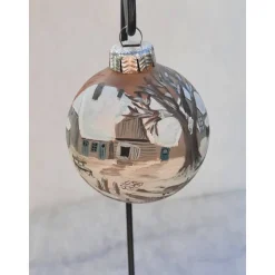 Christbaumkugel/ Weihnachtskugel aus Glas 6cm mit wunderschönem winterlichen Landschaftsmotiv