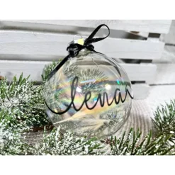 Christbaumkugeln / Weihnachtskugeln 8 cm personalisiert filigrane Kalligraphie Schrift