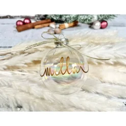 Christbaumkugeln / Weihnachtskugeln 8 cm personalisiert filigrane Kalligraphie Schrift