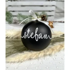 Christbaumkugeln / Weihnachtskugeln 8 cm personalisiert filigrane Kalligraphie Schrift