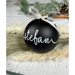 Christbaumkugeln / Weihnachtskugeln 8 cm personalisiert filigrane Kalligraphie Schrift