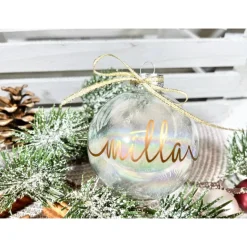 Christbaumkugeln / Weihnachtskugeln 8 cm personalisiert filigrane Kalligraphie Schrift