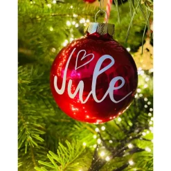 Christbaumkugeln / Weihnachtskugeln 8 cm personalisiert - mit Stern, Herz oder Pfotenherz über dem Namen