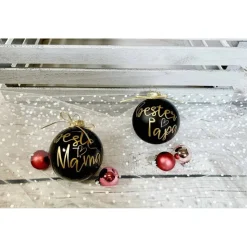 Christbaumkugeln / Weihnachtskugeln 8 cm personalisiert - mit Stern, Herz oder Pfotenherz über dem Namen