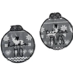 Christbaumkugeln aus Stoff im 4er Set, Geschenkanhänger bestickt