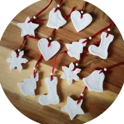 Christbaumschmuck 12 Anhänger Weihnachten | weiß rot | 5 -5,5 cm