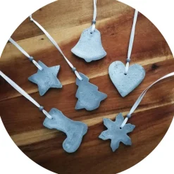 Christbaumschmuck 6 Anhänger Weihnachten | silber grau weiß | 5 -5,5 cm