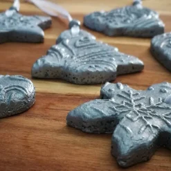 Christbaumschmuck 6 Anhänger Weihnachten | silber grau weiß | 5 -5,5 cm