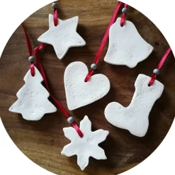 Christbaumschmuck 6 Anhänger Weihnachten | weiß rot grau | 5 -5,5 cm