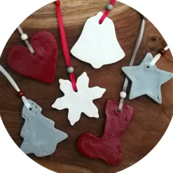 Christbaumschmuck 6 Anhänger Weihnachten | rot weiß grau | 5 -5,5 cm