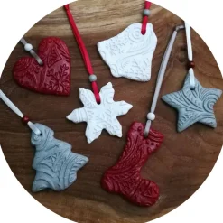 Christbaumschmuck 6 Anhänger Weihnachten | rot weiß grau | 5 -5,5 cm