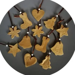 Christbaumschmuck 12 Anhänger Weihnachten | gold braun weiß | 5 -5,5 cm