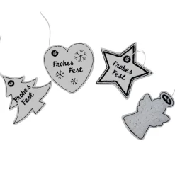 Christbaumschmuck 4er Set, Geschenkanhänger bestickt