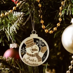 Christbaumschmuck Personalisierbar - Weihnachtsschmuck mit Namen aus Holz - Rentier, Schneemann oder Pinguin