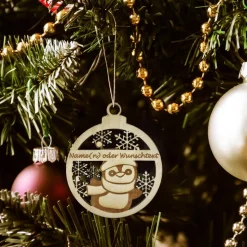 Christbaumschmuck Personalisierbar - Weihnachtsschmuck mit Namen aus Holz - Rentier, Schneemann oder Pinguin