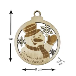 Christbaumschmuck Personalisierbar - Weihnachtsschmuck mit Namen aus Holz - Rentier, Schneemann oder Pinguin