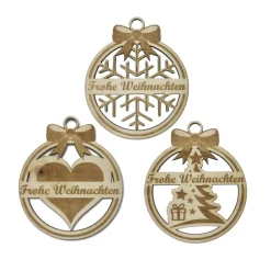 Christbaumschmuck Personalisierbar - Weihnachtsschmuck mit Namen aus Holz - Schneeflocke,Herz oder Weihnachtsbaum