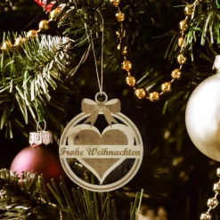 Christbaumschmuck Personalisierbar - Weihnachtsschmuck mit Namen aus Holz - Schneeflocke,Herz oder Weihnachtsbaum