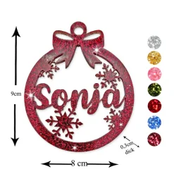 Christbaumschmuck Personalisierbar - glitzer Weihnachtsschmuck mit Namen - Acrylglas - Christbaumkugeln - Schneeflocken
