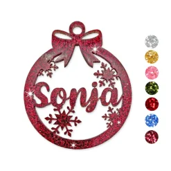 Christbaumschmuck Personalisierbar - glitzer Weihnachtsschmuck mit Namen - Acrylglas - Christbaumkugeln - Schneeflocken