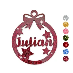 Christbaumschmuck Personalisierbar - glitzer Weihnachtsschmuck mit Namen - Acrylglas - Christbaumkugeln - Sterne