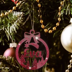 Christbaumschmuck Personalisierbar - glitzer Weihnachtsschmuck mit Namen - Acrylglas - Christbaumkugeln - Sternschnuppe